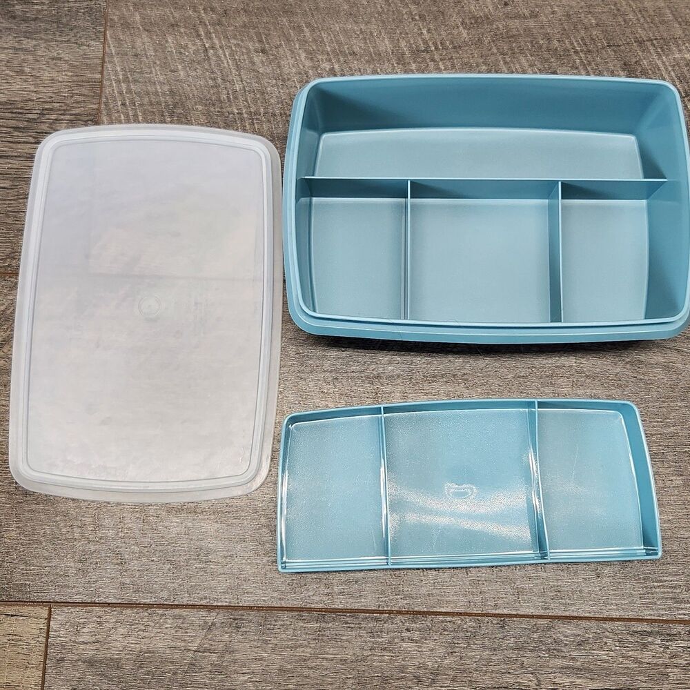 Tupperware Tuppercraft Blue Stow-N-Go Sewing Craft Cash Tackle Box Organizer 767
